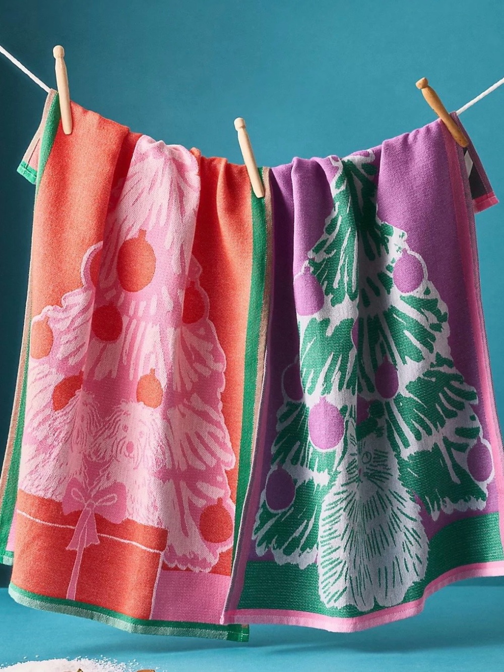 NWT Anthropologie Pop Art Pets Jacquard Dish Towels Set of 2
